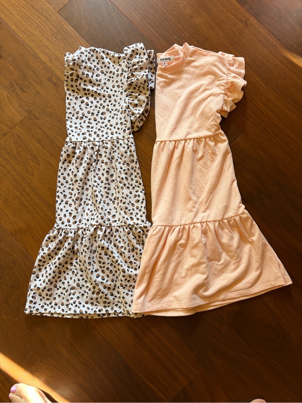 Steve Madden Girls Peach Ruffle Sleeve Tiered Dress